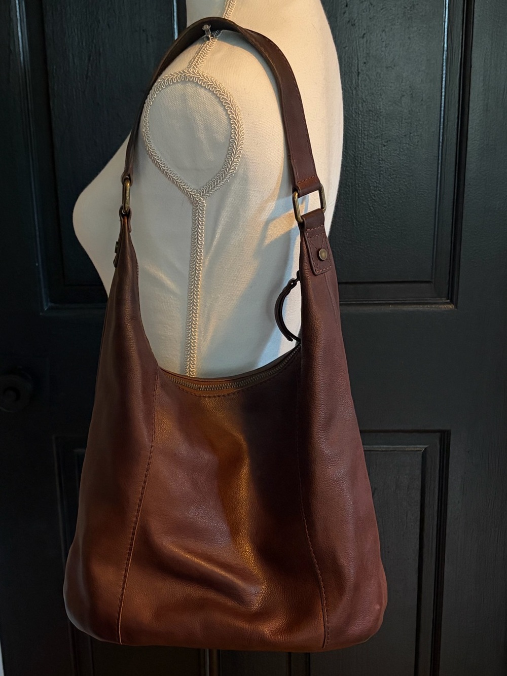 American Leather Co. Hobo Purse Bag Dark Brown - Picture 2 of 16